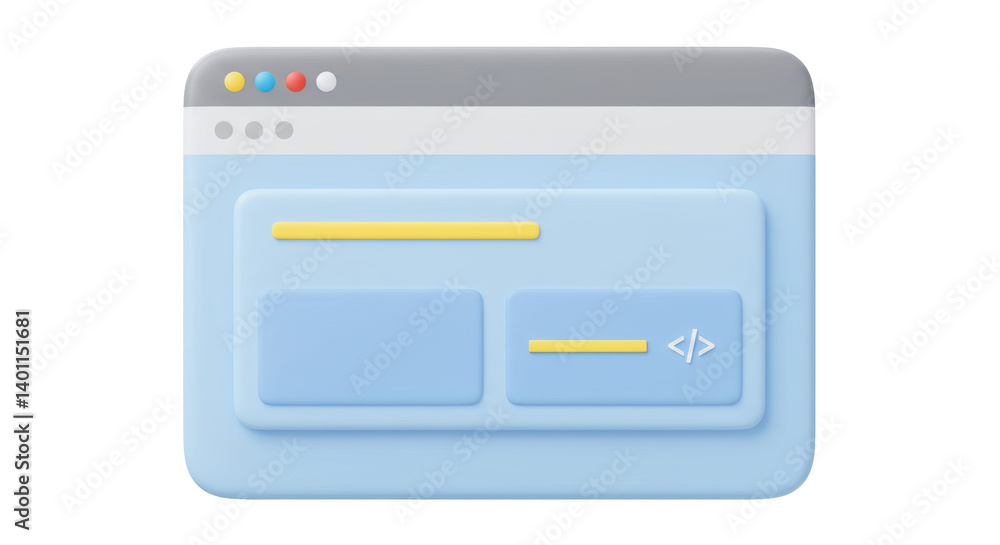 Isolated Website Interface 3D Render Isolated Website Interface 3D Render