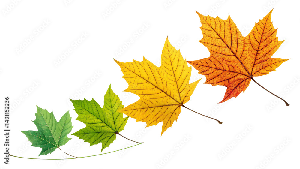 Four Seasons Maple Leaves Composition Gradient Color, Isolated on Transparent Background, Autumn, foliage, nature Four Seasons Maple Leaves Composition Gradient Color, Isolated on Transparent Background, Autumn, foliage, nature