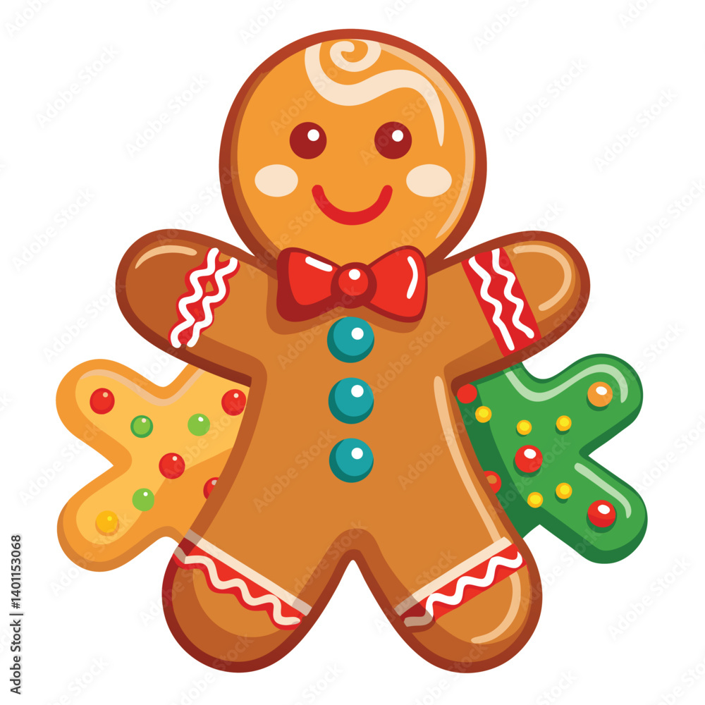 Naklejka premium Christmas gingerbread cookies isolated on white background
