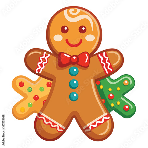 Christmas gingerbread cookies isolated on white background