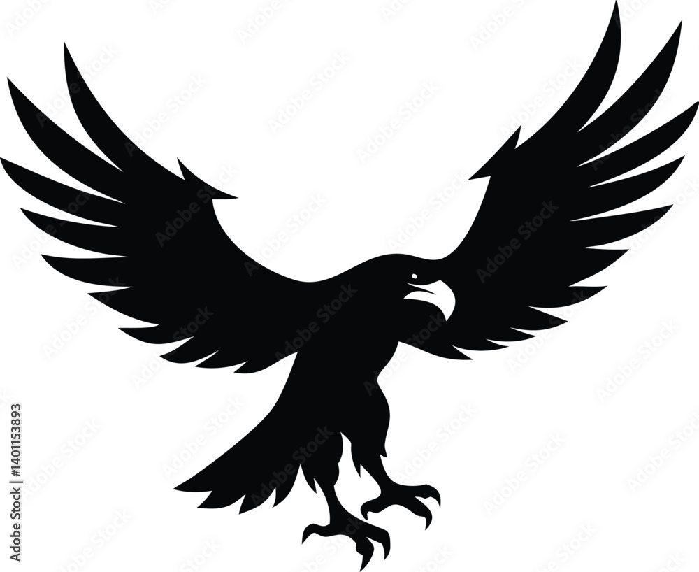 Fototapeta premium Flying Eagle Silhouette Vector Isolated