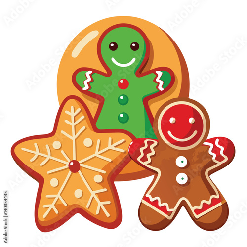 Christmas gingerbread cookies isolated on white background