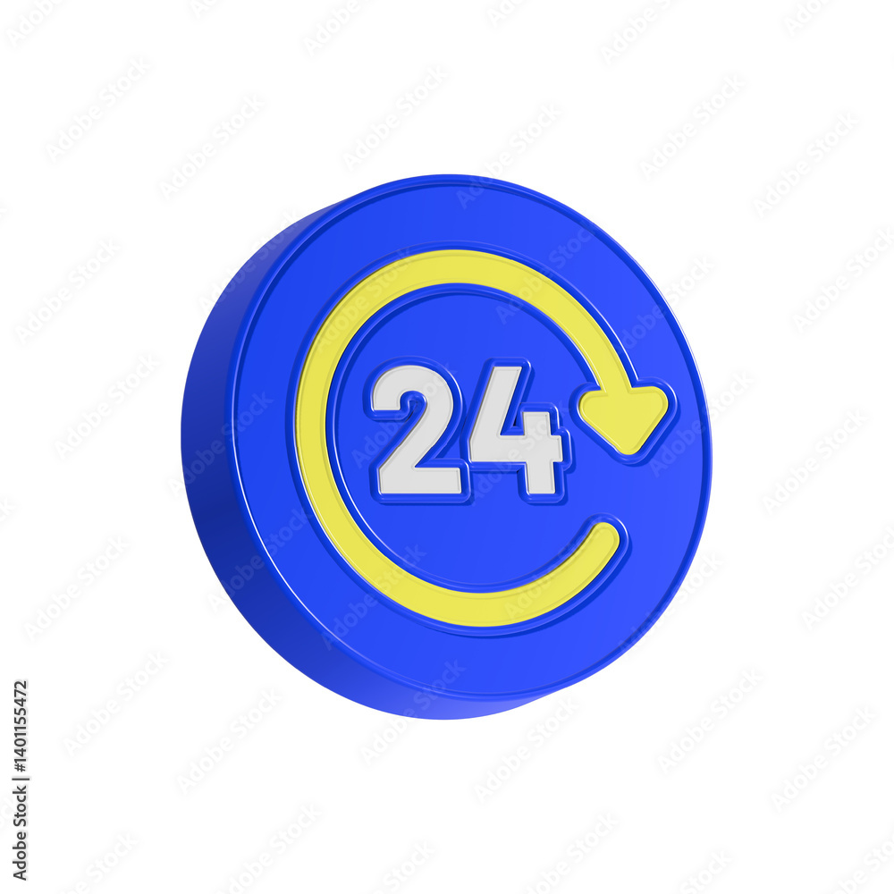 24h icon 3d rendering support symbol 24h icon 3d rendering support symbol