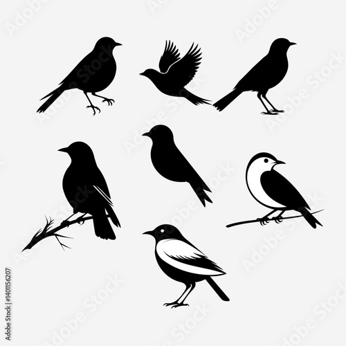 Wallpaper Mural bird silhouette, birds silhouette vector, Bird Silhouette Vector Set – Flying Birds, Wings and Feathers for Tattoo, Logo and Nature Design Torontodigital.ca