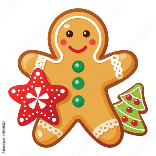 Christmas gingerbread cookies isolated on white background