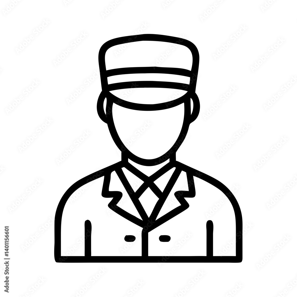 Hotel Concierge with Uniform Hat Icon Design Hotel Concierge with Uniform Hat Icon Design