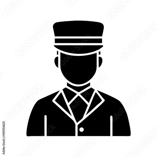 Hotel Concierge with Uniform Hat Icon Design