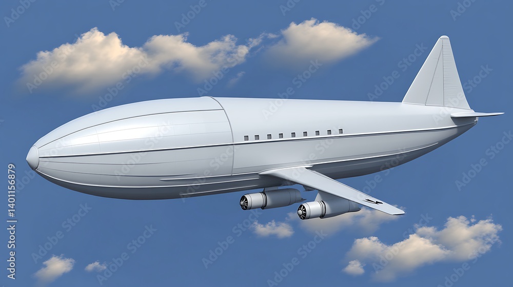 Naklejka premium Futuristic white plane in the sky