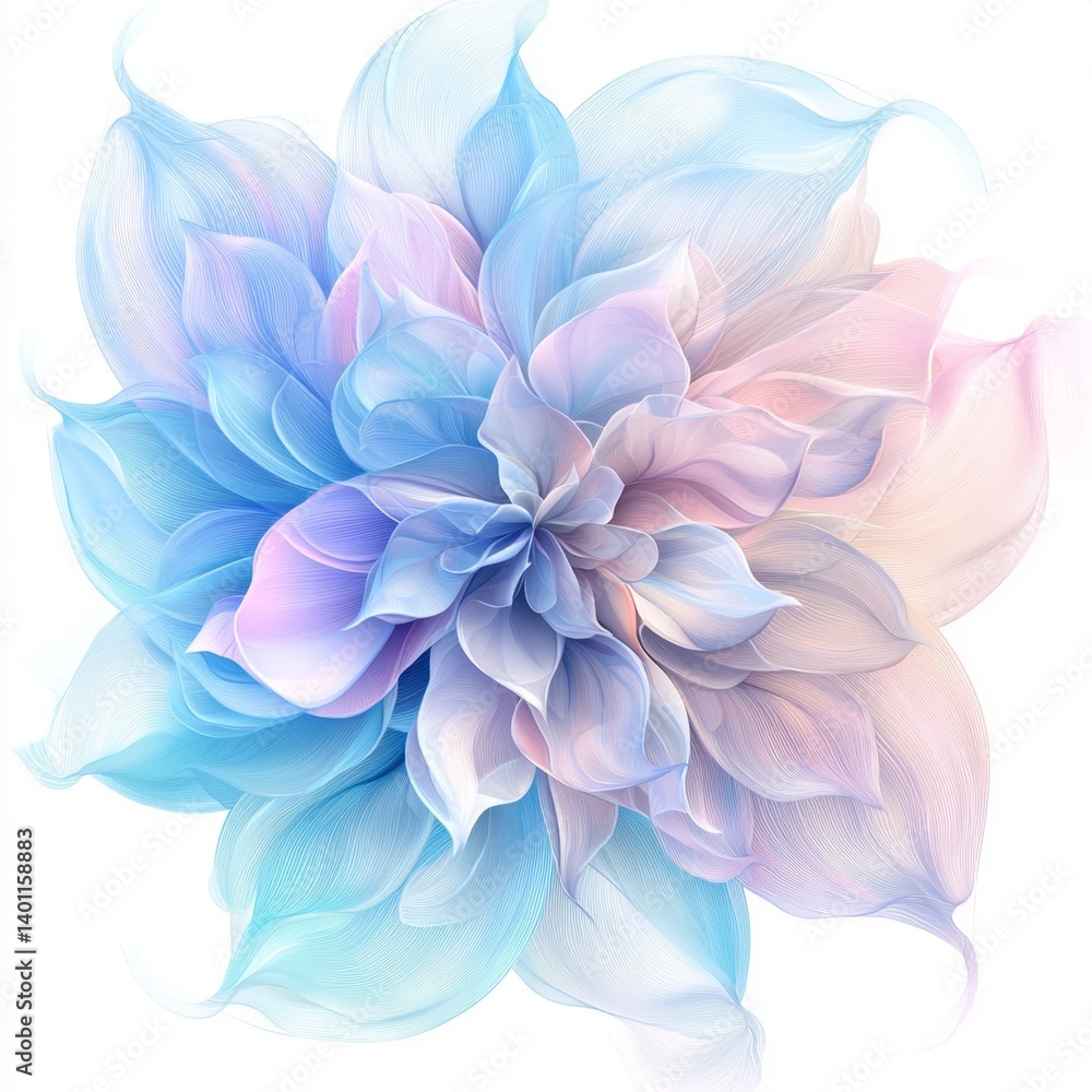 Obraz premium Soft Pastel Floral Design with Abstract Petals in Blue and Pink Tones for Artistic Backgrounds and Contemporary Decor