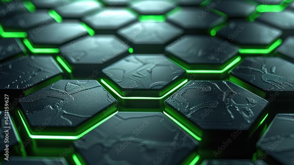 The glowing hexagonal grid The glowing hexagonal grid