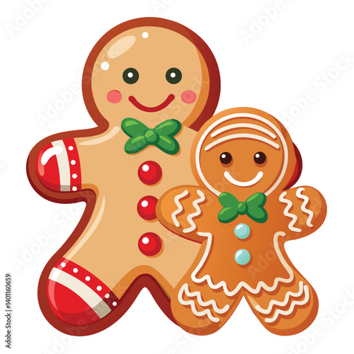 Christmas gingerbread cookies isolated on white background