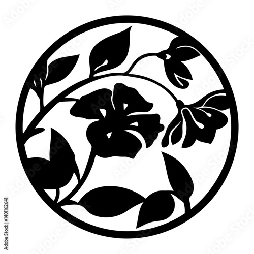 Black and white illustration of sweet pea , flower silhouette vector designs.