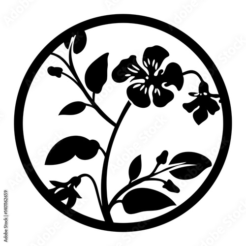 Black and white illustration of sweet pea , flower silhouette vector designs.