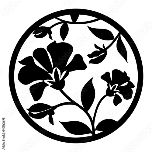 Black and white illustration of sweet pea , flower silhouette vector designs.