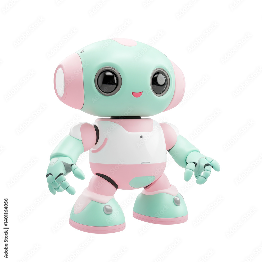 Robot companion design with cute features and soft colors for playful interaction Robot companion design with cute features and soft colors for playful interaction