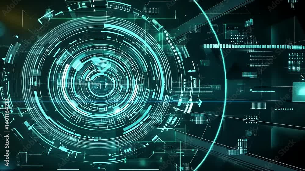 Futuristic Digital Background with Abstract Circular Patterns and Neon Lights in Motion Futuristic Digital Background with Abstract Circular Patterns and Neon Lights in Motion