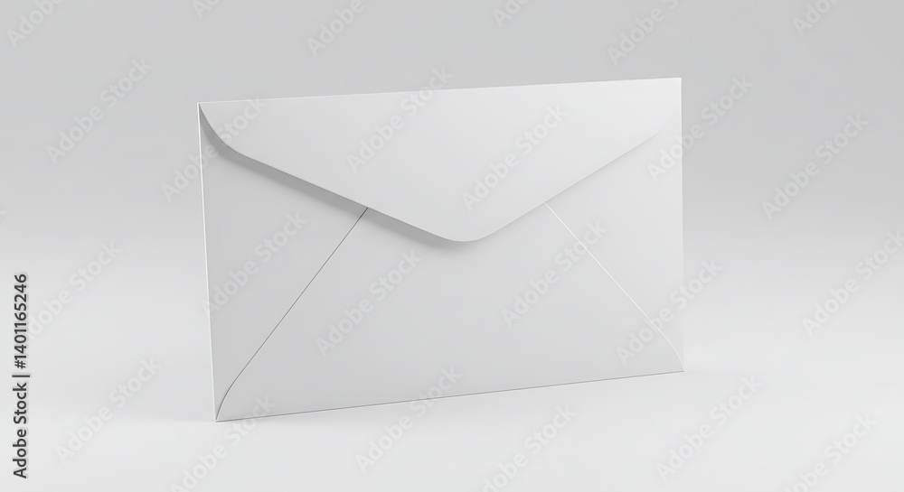 Simple White Envelope, Clean Design, Minimalist Still Life, Communication Concept. Simple White Envelope, Clean Design, Minimalist Still Life, Communication Concept.