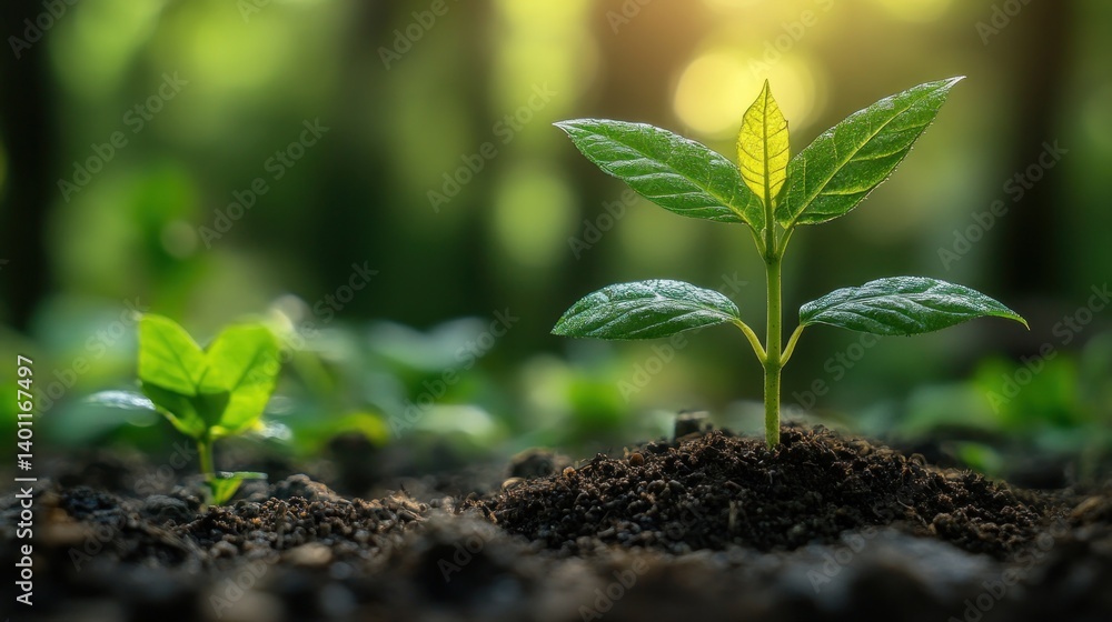 Young sprouts emerging from soil Young sprouts emerging from soil