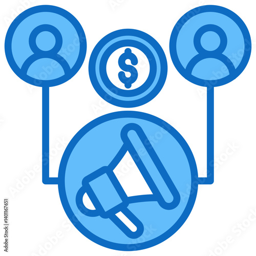 Affiliate Marketing Program Icon Digital Marketing Blue Fill Design Vector Concept