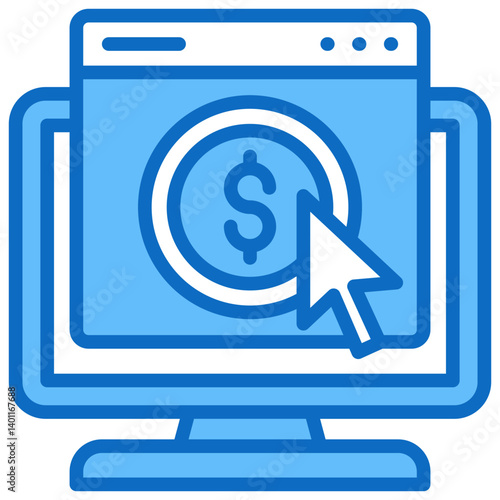 Cost Per Click Icon Digital Marketing Blue Fill Design Vector Concept