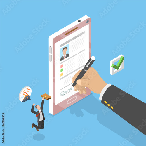 3D Isometric Flat Vector Illustration of Reference Letter, Experience or Qualification Guarantee