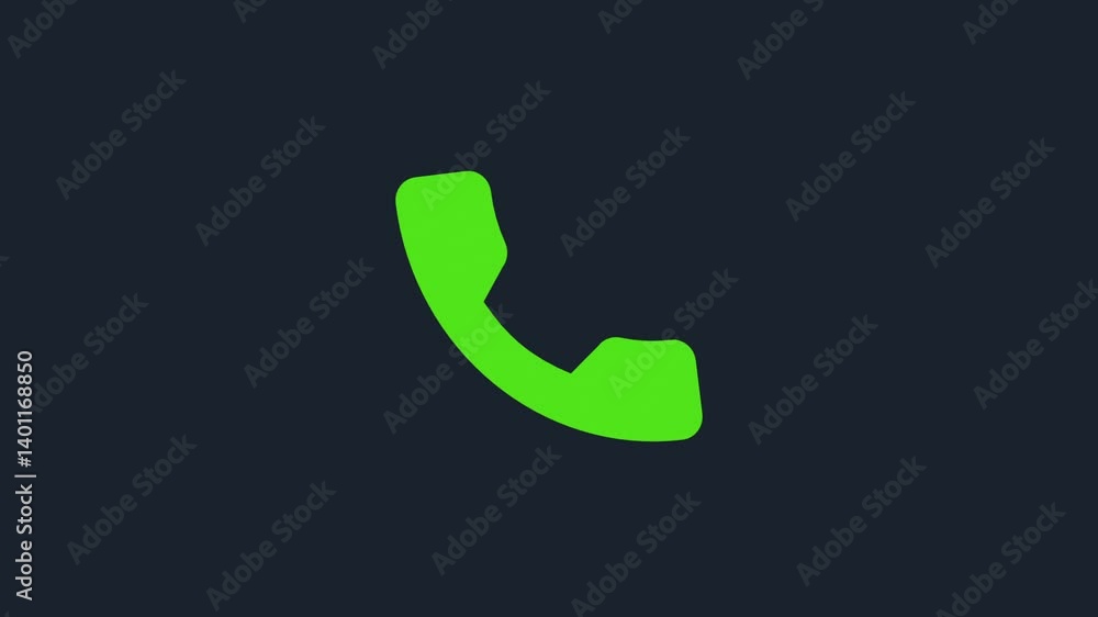 Green call icon in dark background motion