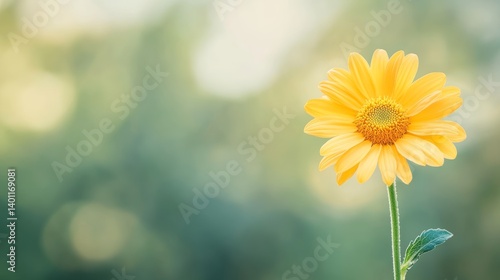 A Single Yellow Daisy in a Serene Garden