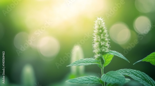 Serene Green Bloom: A Sunlit Herbal Plant
