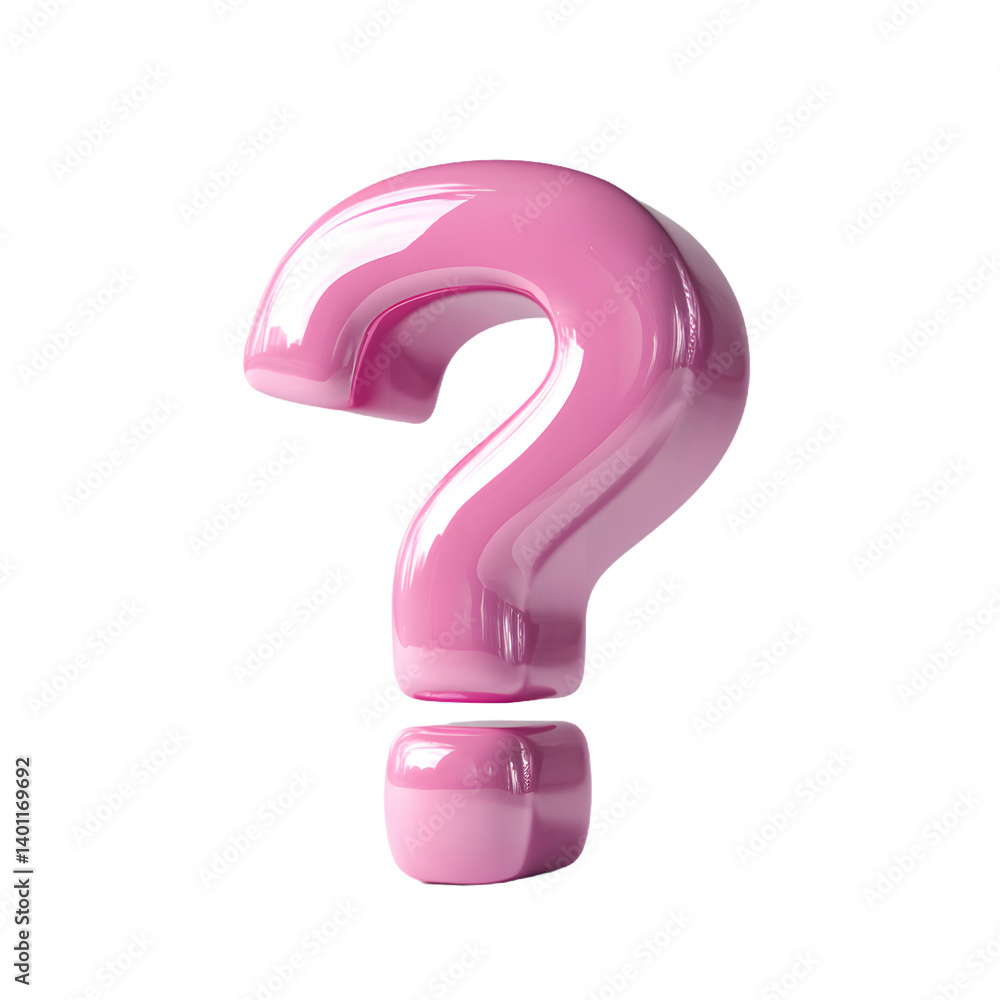Naklejka premium Glossy Pink Question Mark on Transparent Background