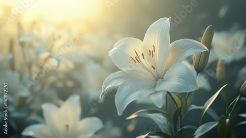Serene Sunrise Lilies: A Field of Purity