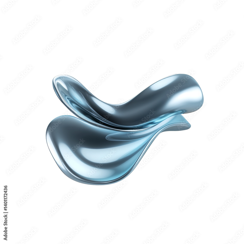 Liquid abstract shape with smooth blue surface and reflective curves Liquid abstract shape with smooth blue surface and reflective curves