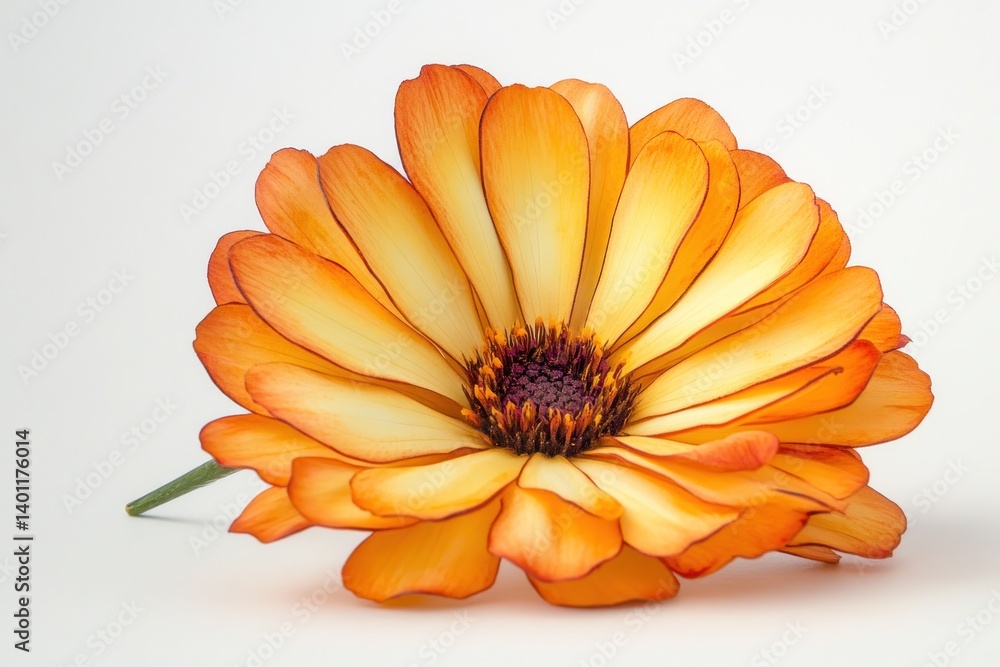 A beautiful marigold flower, vibrant in color, isolated on a white background.