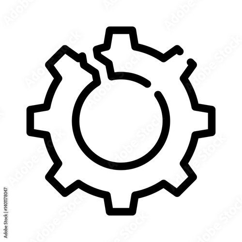 broken gear line icon