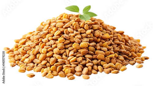 Pile of fenugreek seeds isolated on transparent background, high resolution PNG file