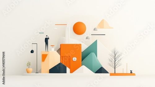 Abstract geometric landscape scene