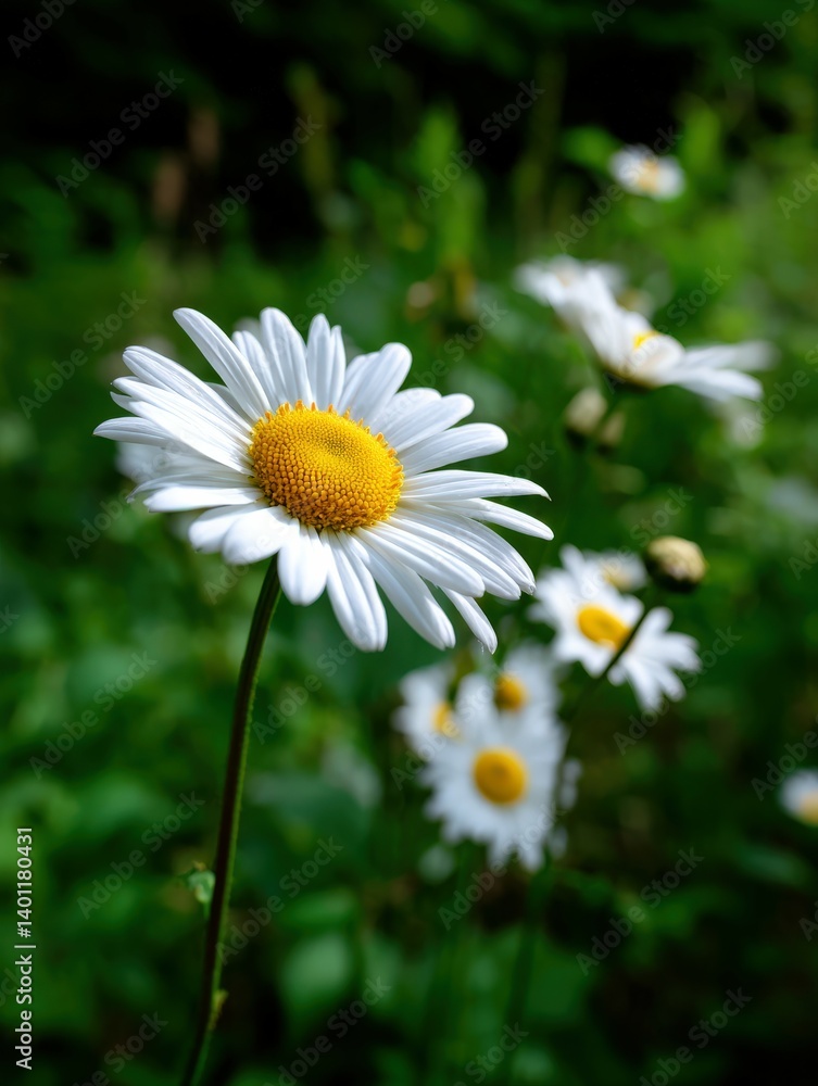 Obraz premium Beautiful daisies blooming in a lush green field