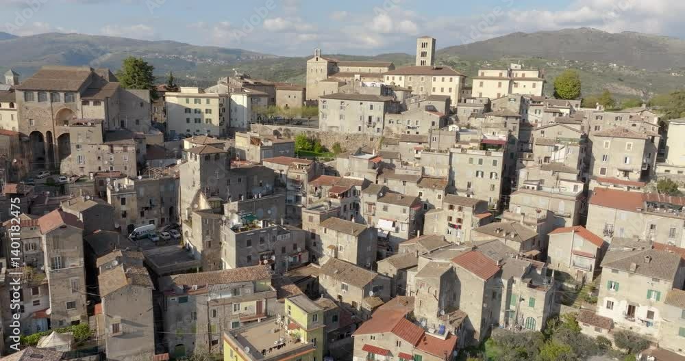 Aerial view of the historic center of the town of Anagni which is located in the province of Frosinone in Lazio, Italy. It is known as the city of the popes. Aerial view of the historic center of the town of Anagni which is located in the province of Frosinone in Lazio, Italy. It is known as the city of the popes.