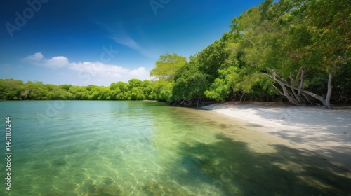 Blurred lakeside scene tranquil nature photography