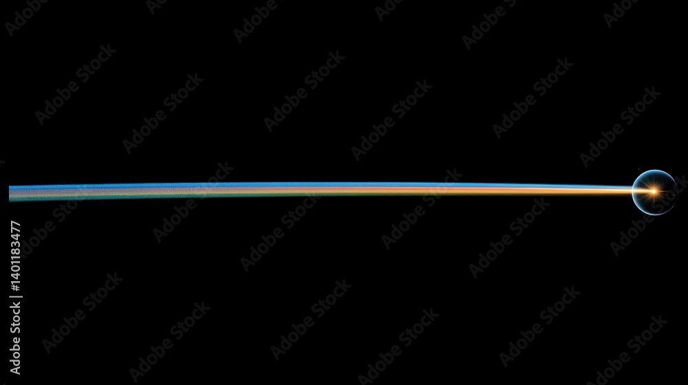 A sphere emitting light and color in a vast dark space