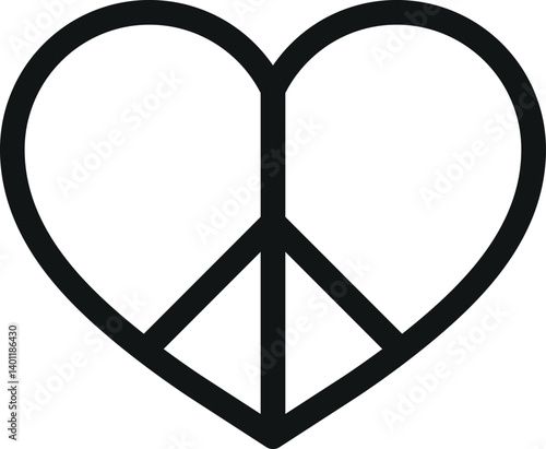 Heart shaped peace sign isolated on white background . Love peace symbol . Vector illustration