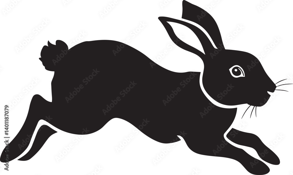 Obraz premium Silhouette of a Leaping Rabbit