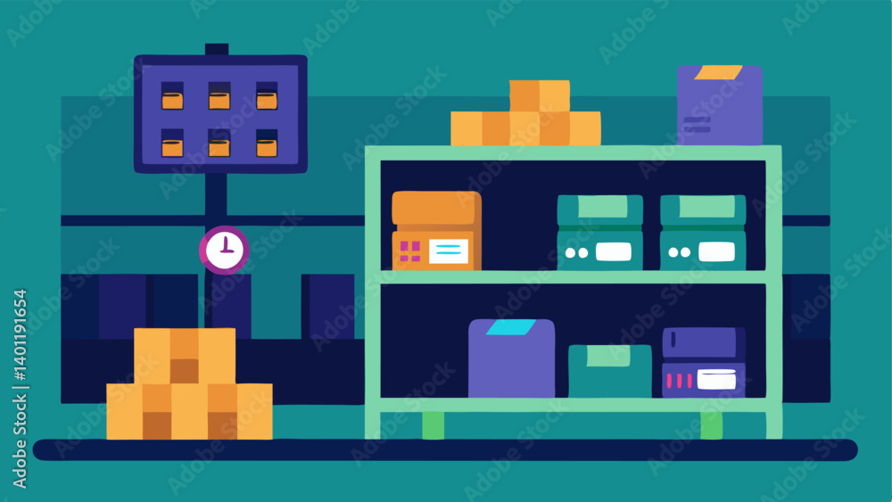 Inventory Management A stock room with organized shelves and a digital interface showing live inventory levels using blockchain to track items and restocking events. Inventory Management A stock room with organized shelves and a digital interface showing live inventory levels using blockchain to track items and restocking events.