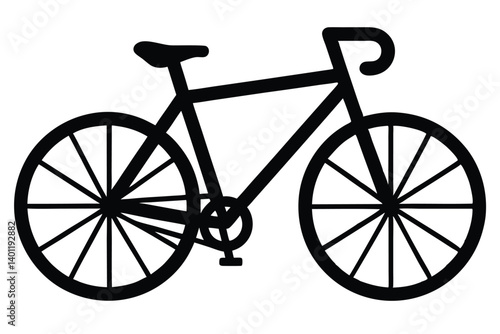 Stylized Black and White Bicycle Illustration with a Racing Bike Handlebar Shape