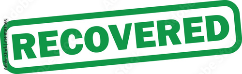 Recovered stamp icon isolated on white background . Green recovered stamp label icon . Vector