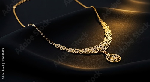 Luxury pearl necklace jewelry with elegant white pearls on a black background