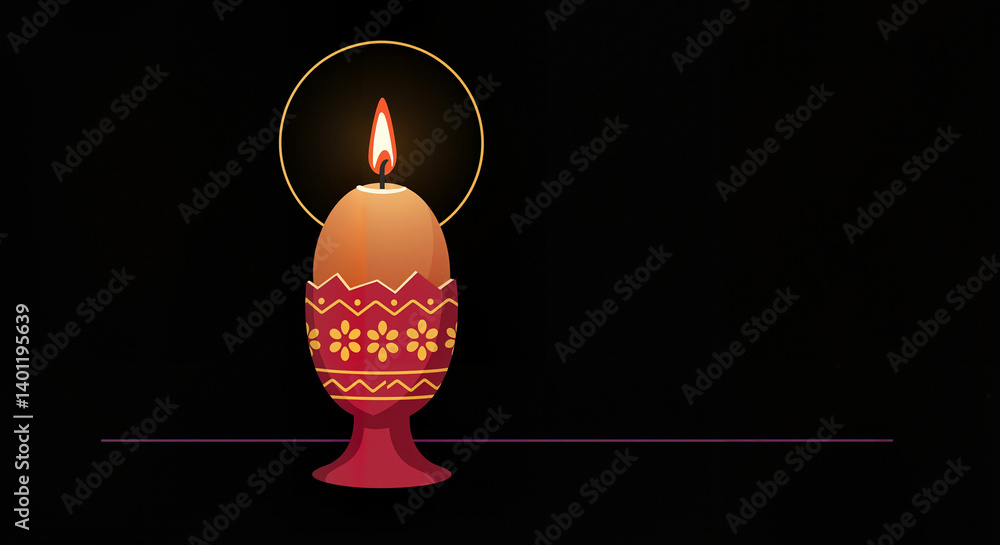 Decorative candle glowing softly against a dark background