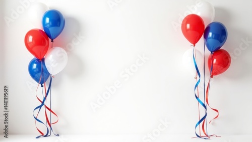 Blue red and white balloons, the concept of Independence Day, the colors of the American flag.