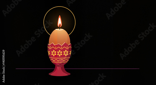 Obraz na płótnie Decorative candle glowing softly against a dark background w salonie