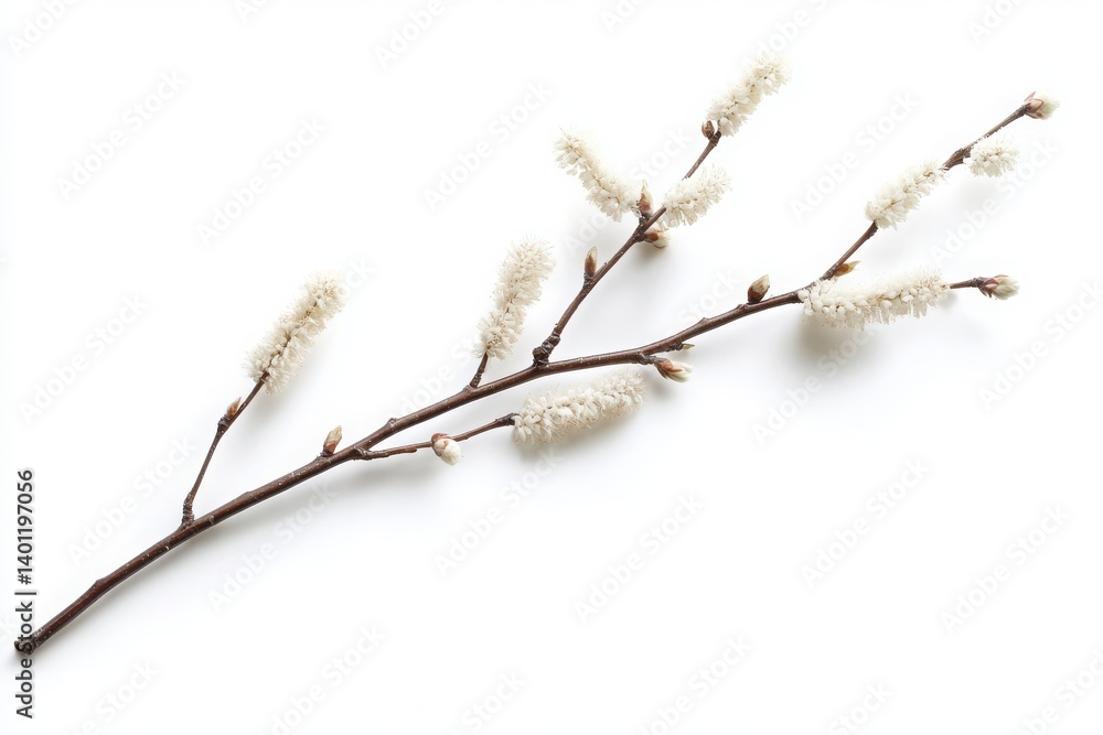 White Willow Branch Isolated on White Background White Willow Branch Isolated on White Background