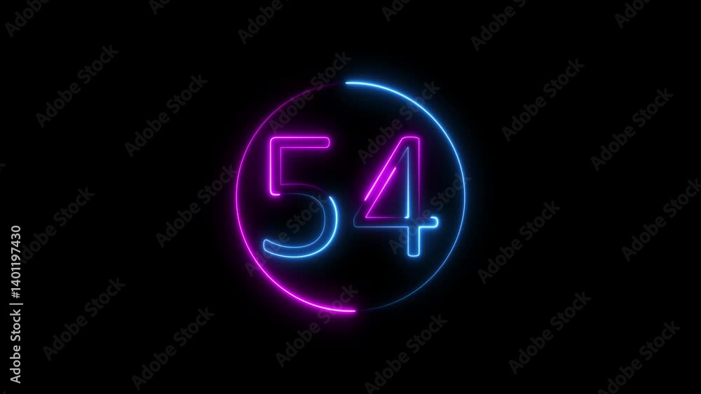 neon text 54 number countdown icon background 4k animation .Neon number 54 with alpha channel, 54 bright neon number animation neon text 54 number countdown icon background 4k animation .Neon number 54 with alpha channel, 54 bright neon number animation